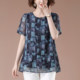 ເສື້ອຢືດ Chiffon ແຂນສັ້ນຂອງແມ່ຍິງ summer plus size ວ່າງຂອງແມ່ຍິງໄວກາງຄົນທີ່ມີໄຂມັນປົກຄຸມທ້ອງ, ເສື້ອຢືດກະທັດຮັດເທິງ.