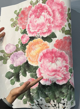 纯手绘真迹牡丹花开富贵国画小六尺横幅聚宝盆客厅办公室装饰画