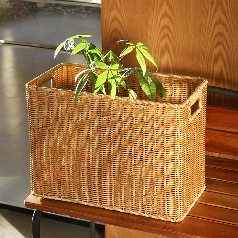 Kens书房橱柜收纳筐仿藤编织客厅杂物篮卧室衣物收纳筐现代简约风,淘宝优惠券,粉丝福利购,淘宝优惠卷