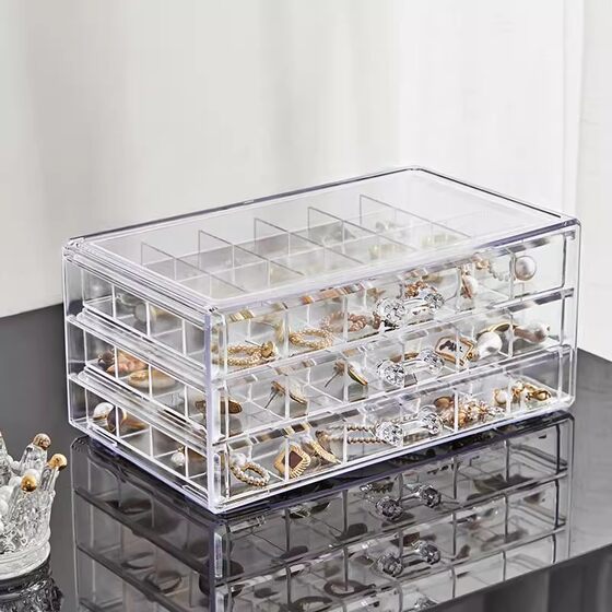 Transparent multi-layered large capacity jewelry storage box