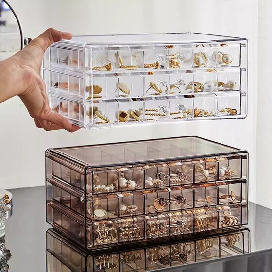 Transparent multi-layered large capacity jewelry storage box