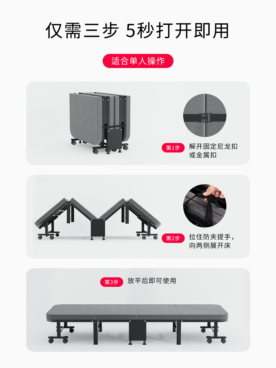 华马办公室午休折叠床单人床午睡神器床行军陪护硬板折叠简易床