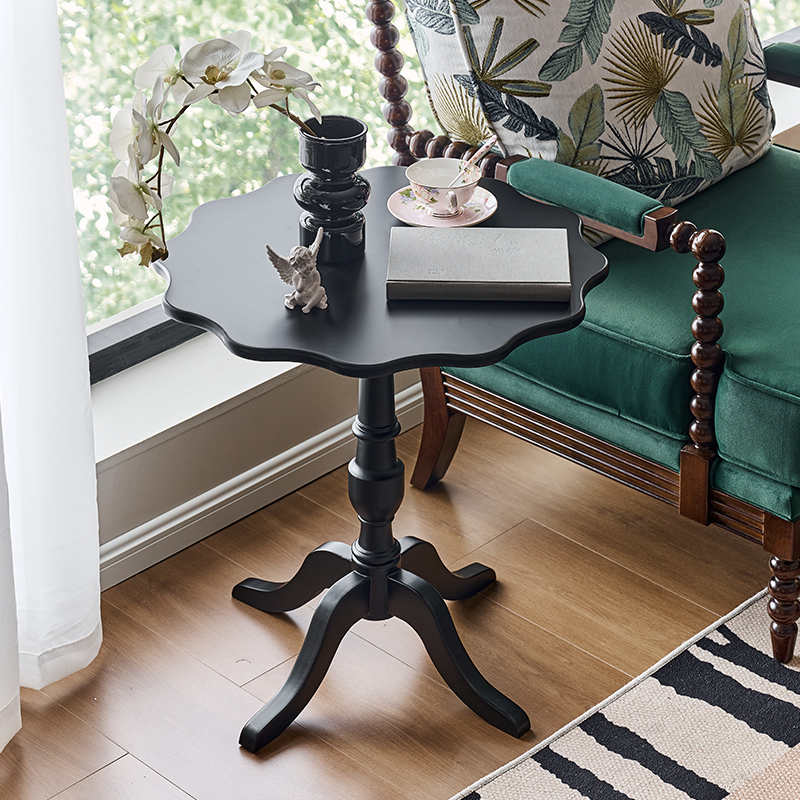 法式复古实木小圆几桌子沙发角几美式小茶几卧室边桌咖啡桌床头柜 - 图2