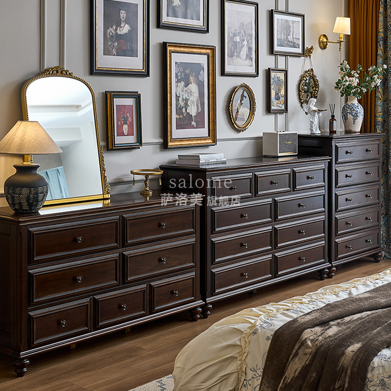 美式复古纯实木九斗柜主卧室床尾储物柜客厅靠墙轻奢高级感收纳柜,淘宝优惠券,粉丝福利购,淘宝优惠卷