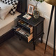 Salomei American black solid wood side bedside table