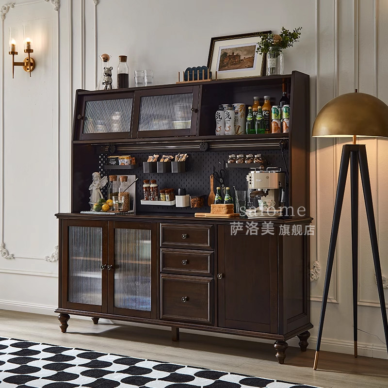 萨洛美式茶水备餐边柜轻奢复古全实木多功能法式中古客厅咖啡酒柜,淘宝优惠券,粉丝福利购,淘宝优惠卷