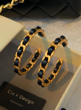 CIX黑金/高级轻奢耳环蚊香盘耳夹设计感无耳洞贵气耳钉复古耳饰女