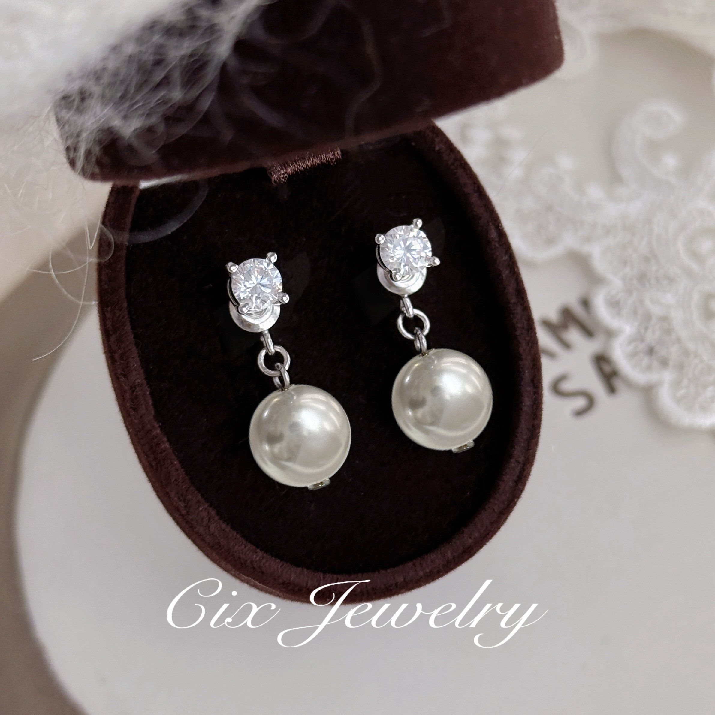 CIX舞曲/绝美施家珍珠耳钉高级感耳饰蚊香盘耳夹耳坠无耳洞耳环女,淘宝优惠券,粉丝福利购,淘宝优惠卷