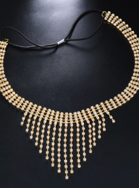 水钻流苏金色眼罩拍照古风抹额男