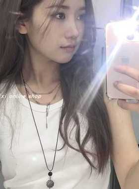 银色珠珠流光波光项链法式精致