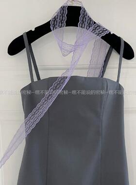 纯欲风白色蕾丝飘带丝巾女春夏颈
