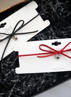 春夏甜酷风红色蝴蝶结银色小爱心