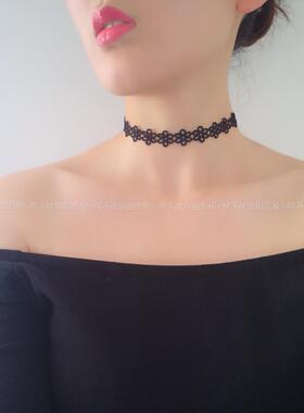 choker项链女白色花边蕾丝颈链少