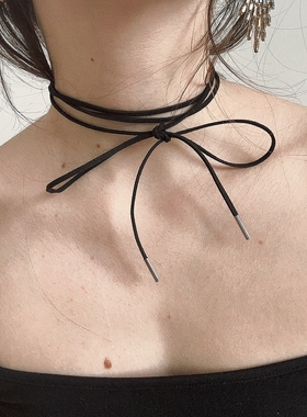 黑色蝴蝶结项圈丝带项链女系绑带