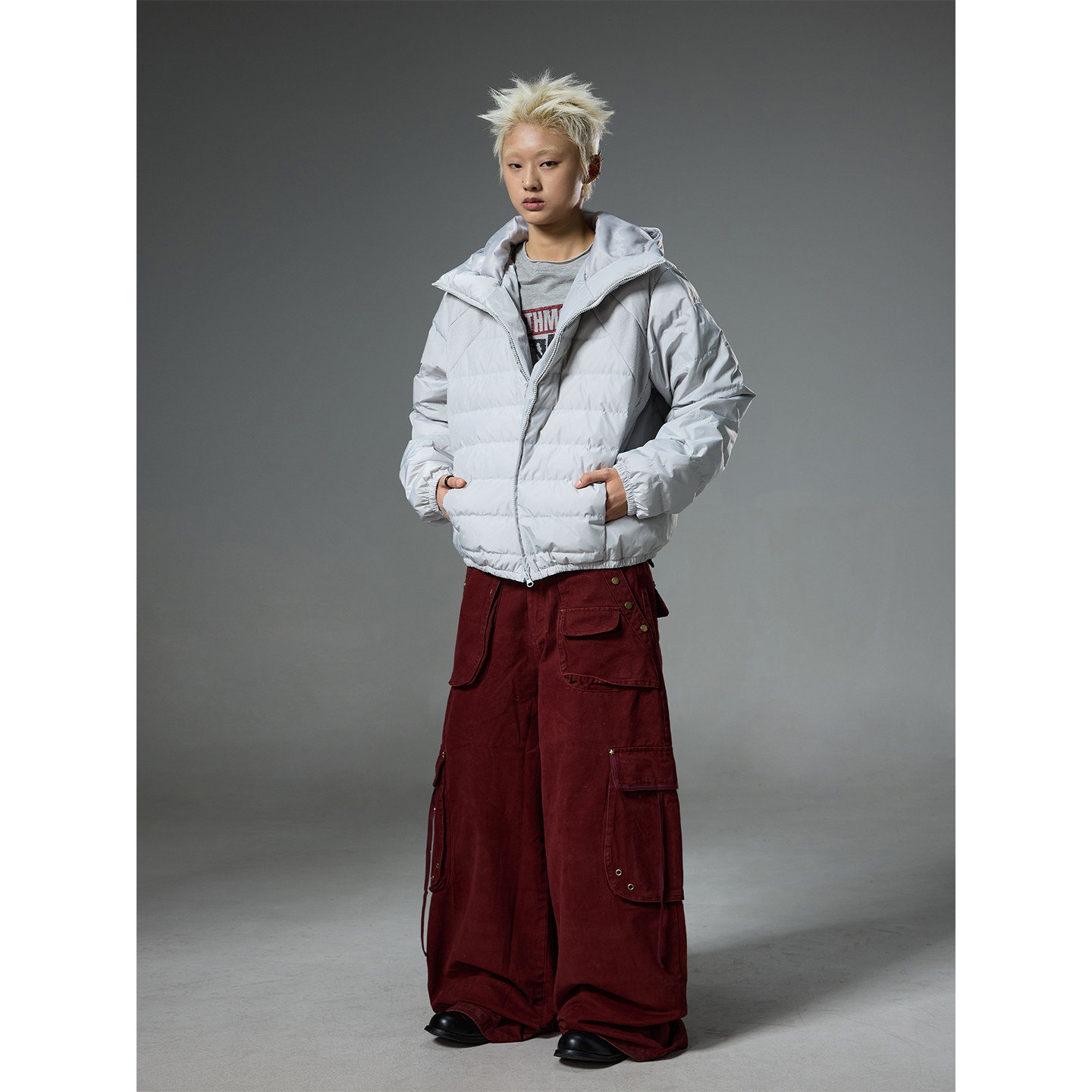 BTSG重工水洗做旧金属立体多口袋阔腿工装裤baggy美式街头拖地裤 - 图3