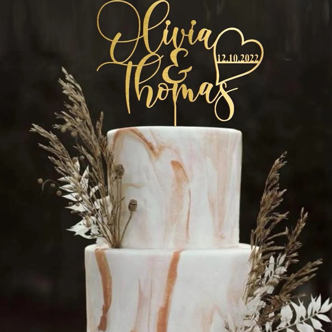 Wedding CakeTopper定制名字时间婚礼蛋糕插牌订婚结婚周年装饰品,淘宝优惠券,粉丝福利购,淘宝优惠卷
