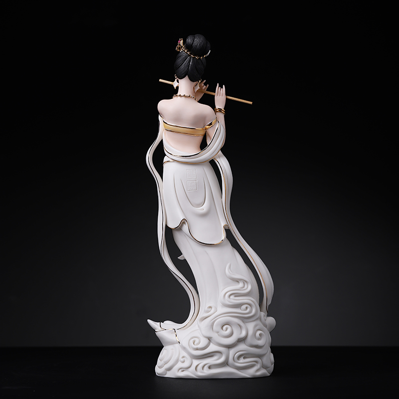 七珍 陶瓷摆件《飞天系列 笛韵悠扬》省大师陈戴茹家居艺术装饰品
