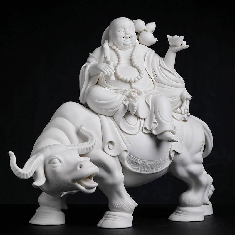 七珍陶瓷佛像《紫气东来弥勒》弥勒佛摆件苏杜村大师限量手签作品