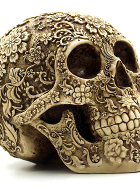 个性花纹鬼头树脂酒吧万圣节摆件