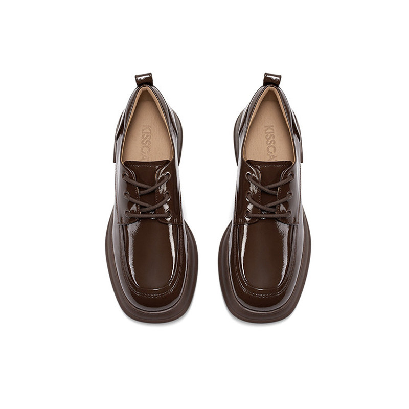 KISS CAT/接吻猫春秋牛漆皮乐福鞋方头系带深口单鞋女KA43557-50,淘宝优惠券,粉丝福利购,淘宝优惠卷