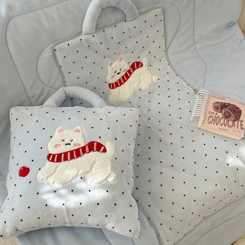 新款卡通加厚牛奶绒抱枕被子两用多功能车用靠背垫学生宿舍空调被 - 图3