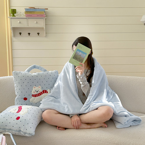 新款卡通加厚牛奶绒抱枕被子两用多功能车用靠背垫学生宿舍空调被 - 图2