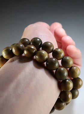 [原创]天然绿檀木手链红玛瑙黄杨黑檀藏银花托男女情侣款手串楼叔