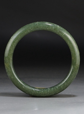 [超值]新疆和田玉手镯天然青玉带鱼籽棉点女款圆镯 58口 楼叔孤品