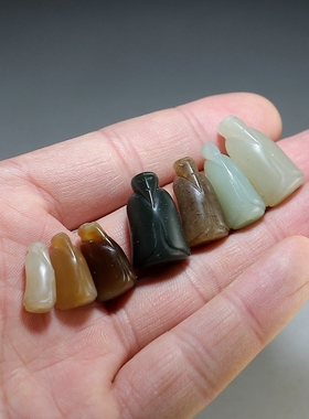 [翁仲]新疆和田玉纯手工雕刻对穿孔可做背云吊坠挂件配饰楼叔孤品