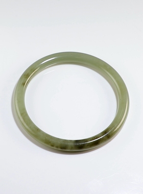 【山水】55口和田玉手镯 天然晴水女款细条圆镯 楼叔孤品