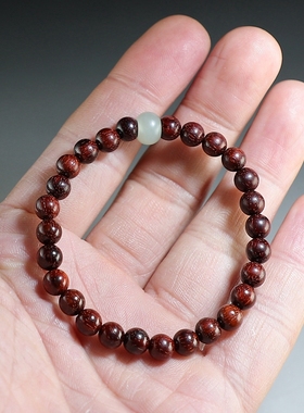 [原创]印度小叶紫檀手链配新疆和田玉珠女款/儿童手串 楼叔精选