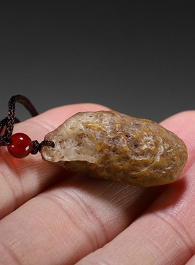 [手工原创]天然戈壁彩玉与玛瑙晶体共生原石吊坠/挂件 楼叔孤品