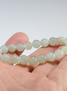 【女款手链】和田玉8mm圆珠青白玉手串 楼叔孤品