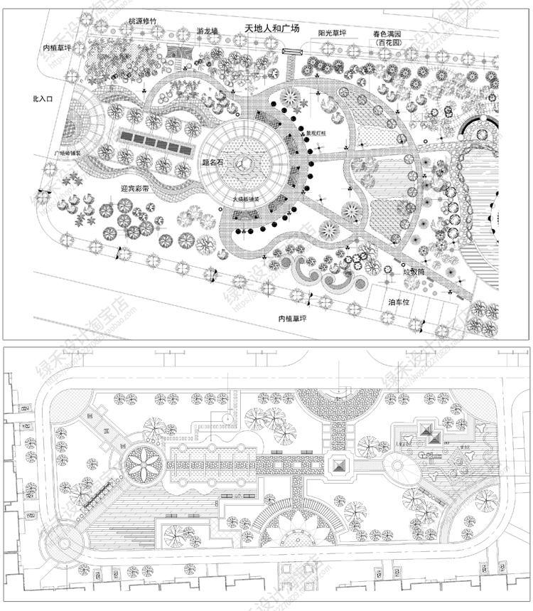 园林公园小游园滨水湿地广场景观绿化cad施工图平面规划设计方案 - 图0