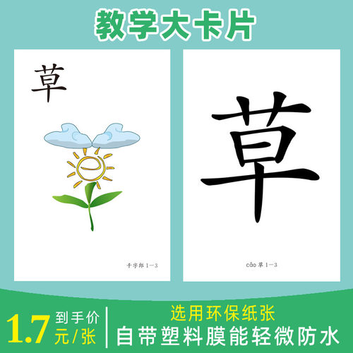 幼儿园识字教学大卡32开本210mm*140mm千字郎单字版全脑开发3-6岁 - 图1