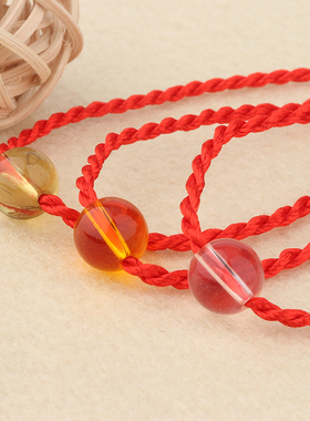 DIY编织手绳链白玉石幸运珠子男女情侣儿童学生本命年红绳红手链