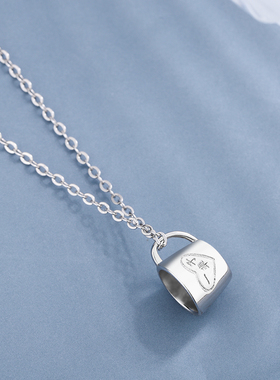 S925纯银杯子吊坠项链简约百搭