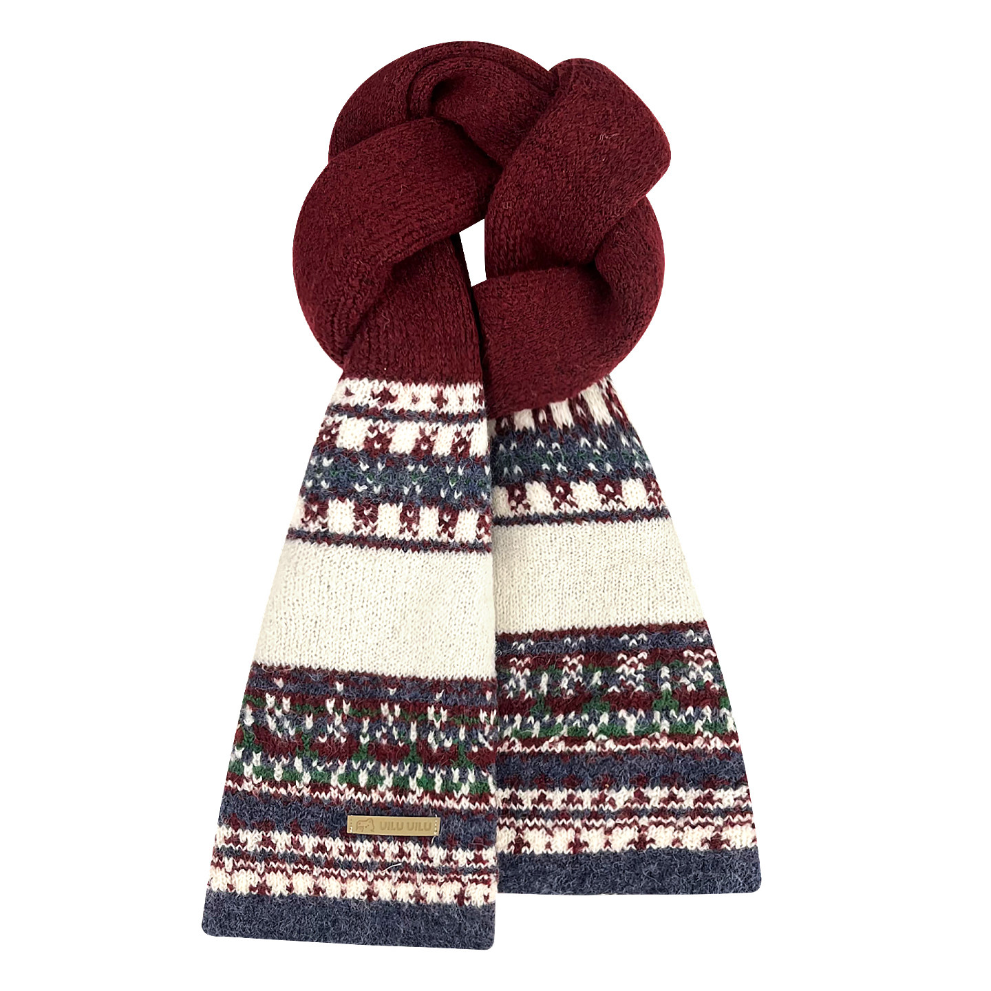 Fair Isle style jacquard knitted scarf for student couple