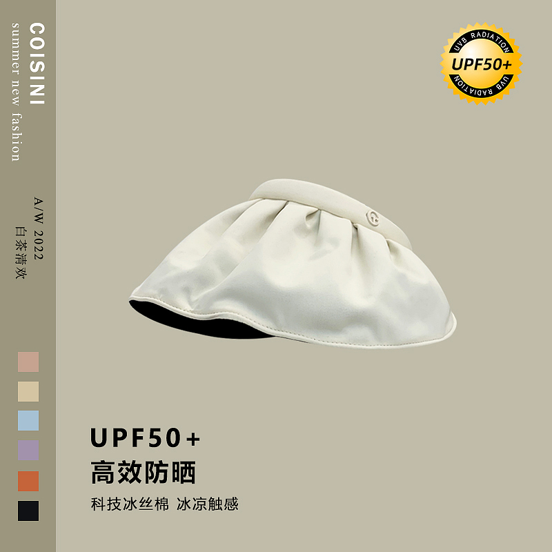 高品质~日本UPF50+防紫外线空顶帽子女夏季出游冰凉触感遮阳防晒 - 图0