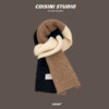 Japanese dopamine contrast color wool scarf for women in autumn and winter