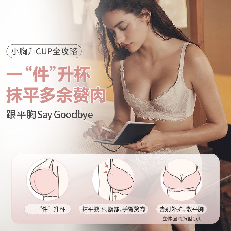 MsKKay调整型内衣女小胸聚拢矫正外扩散平侧收副乳赘肉|落日余晖