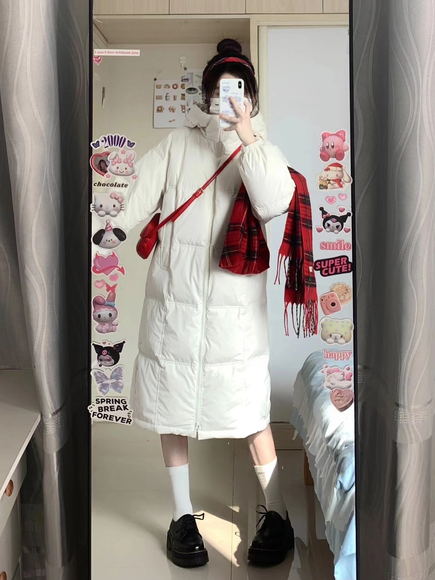 中长款棉服女小个子秋冬季白色羽绒棉服加厚保暖棉衣外套宽松棉袄