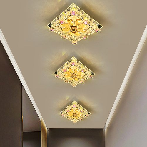 2025新款过道灯走廊灯玄关灯入户灯LED正方形水晶嵌入式射灯简约 - 图0