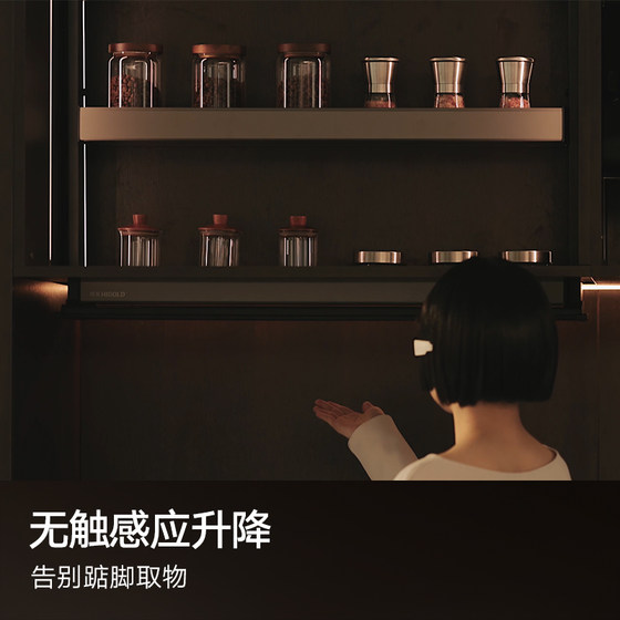 Higold kitchen double-layer basket wall cabinet lifting seasoning storage rack smart electric lifting seasoning basket vertical basket