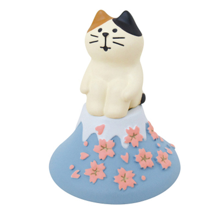 日式猫ZAKKA 赏花旅猫三毛猫富士山日式拍照道具樱花摆件 - 图2