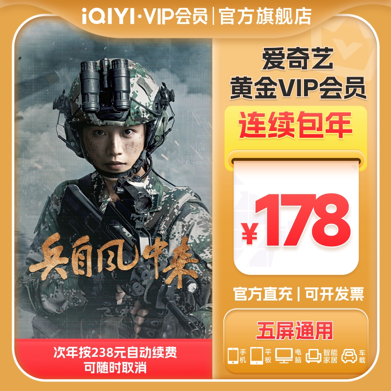 【连包年卡】爱奇艺黄金vip会员年卡官方直充视频会员12个月 一年