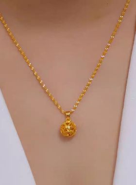 真金色转运珠锁骨链百搭项链女款