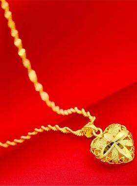 越南沙金百合花黄金色项坠不掉色