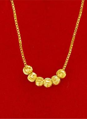 香港转运珠沙金项链女百搭经典