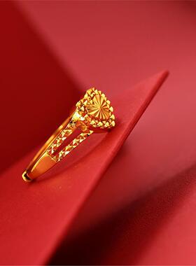 黄金色戒指女款可调节气质百搭款